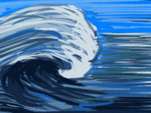 Desenhos animados de ondas do mar.